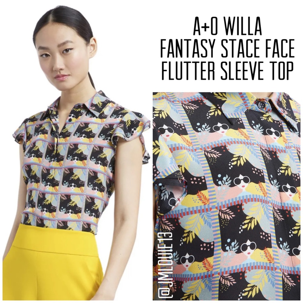 🎀SOLD🎀Alice + Olivia Willa Fantasy Stace Face Flutter Sleeve Top